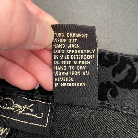 Diane Gilman 22W Whimsigoth Witchy Floral Black Velour Stretch Ankle Pant Sexy - Picture 10 of 11